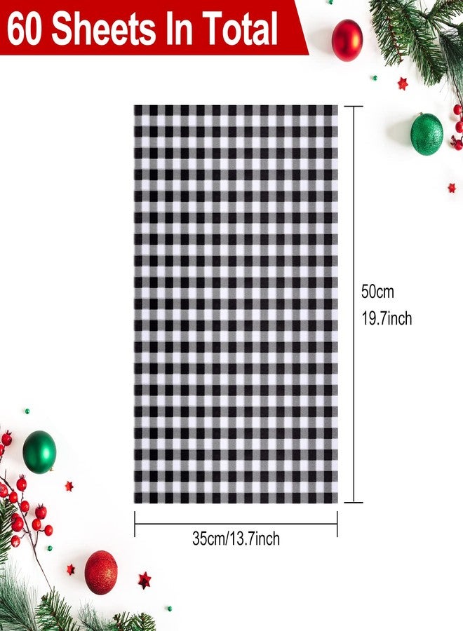 MIAHART 60 Sheets Christmas Tissue Paper 14 x 20inch Buffalo Styles White Black Plaid Gift Wrapping Tissue Paper for DIY Crafts Gift Bags Christmas New Year Party Supplies - Image 2